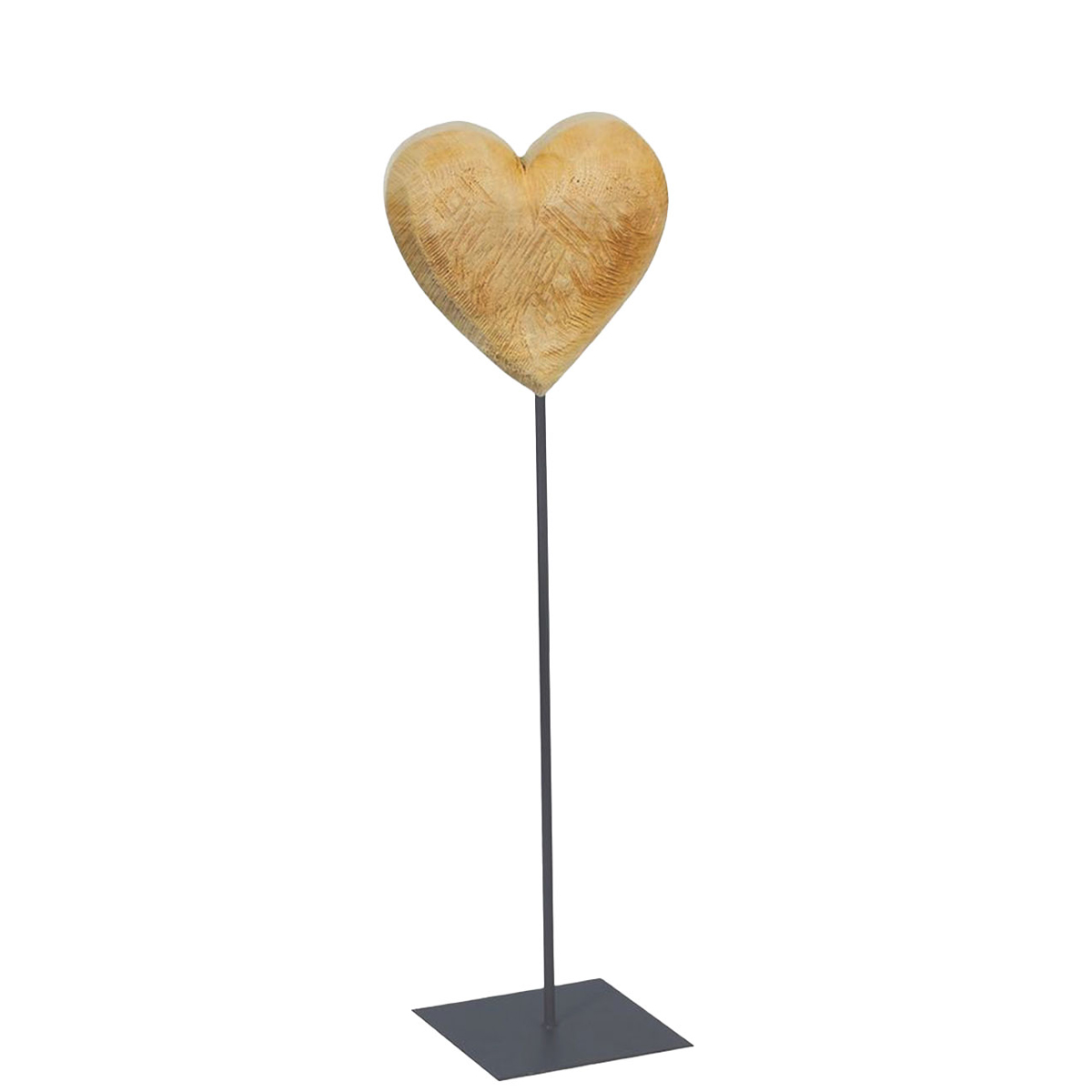 Deko Herz Naturholz sägerau, Holzherz auf Ständer, 130cm, WMG Grünberger