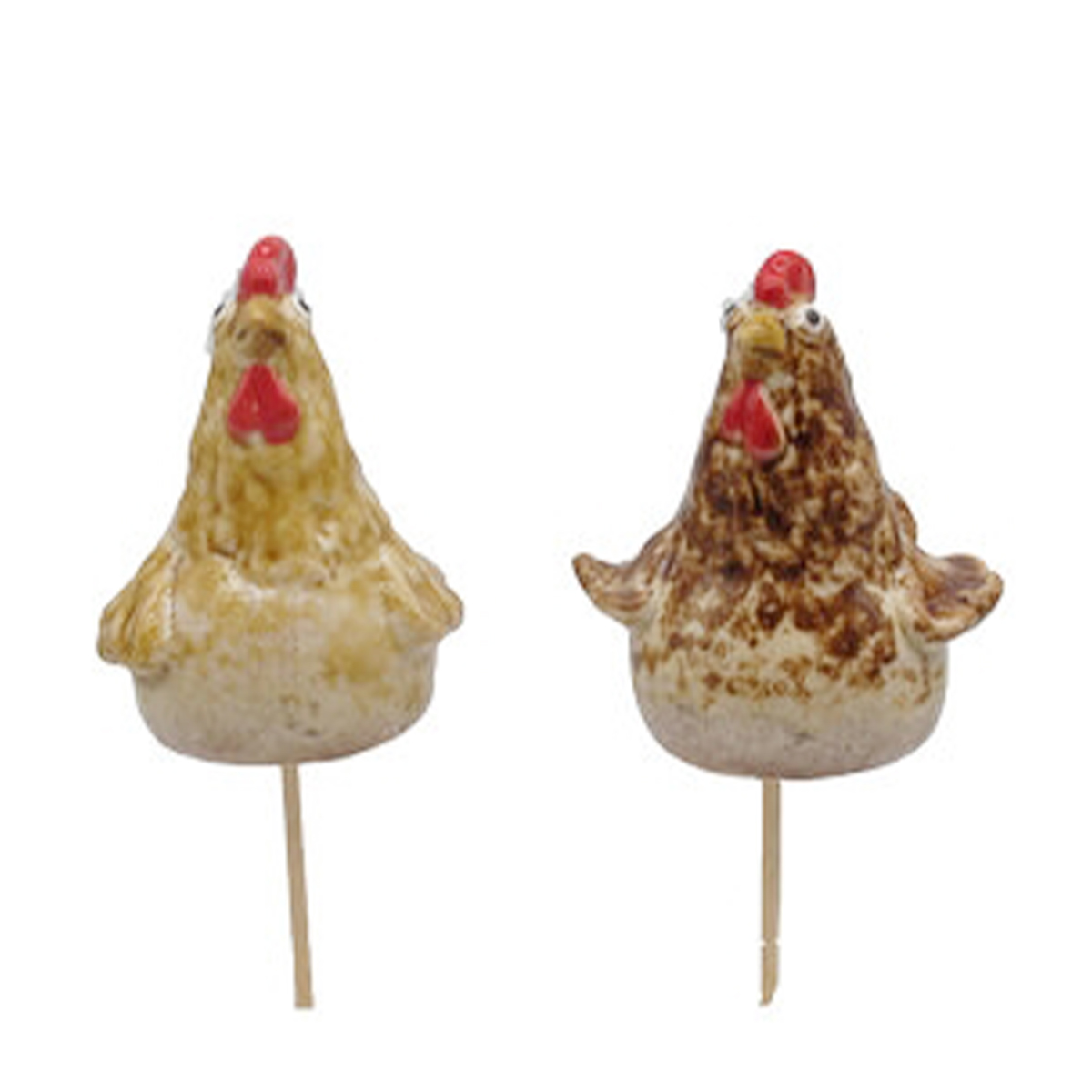 Deko Huhn, kleines dickes Keramikhuhn, Pflanzenstecker, 7cm