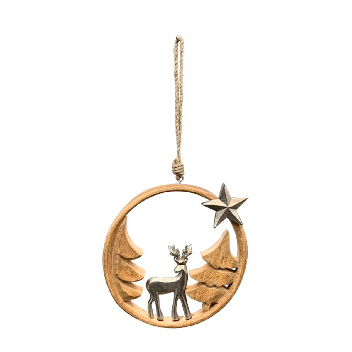 Deko Holzhänger mit Hirsch und Stern, 12cm