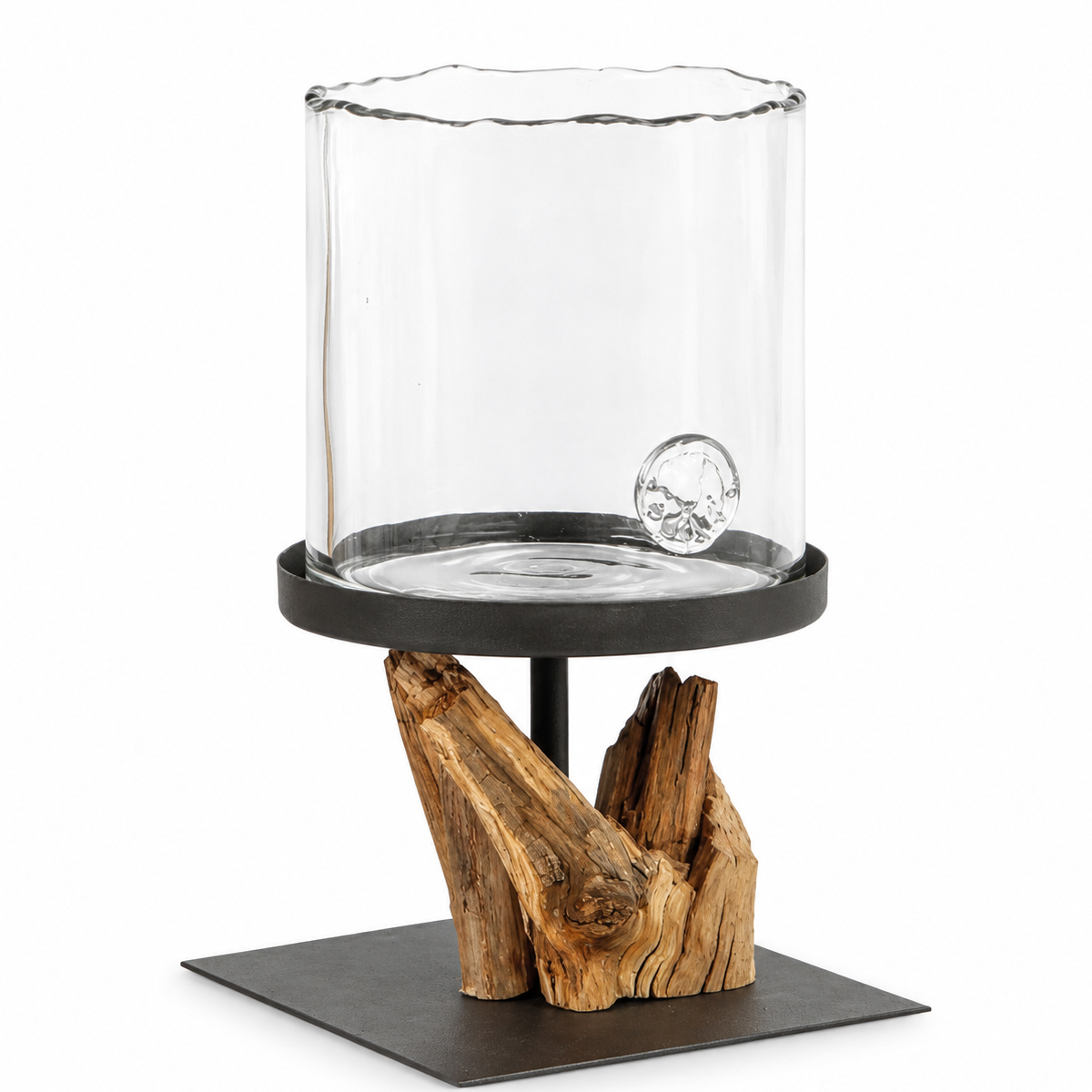 Holz Windlicht Jamilia, Naturholz-Leuchter mit Schwemmholz-Äste, 30cm, WMG Grünberger