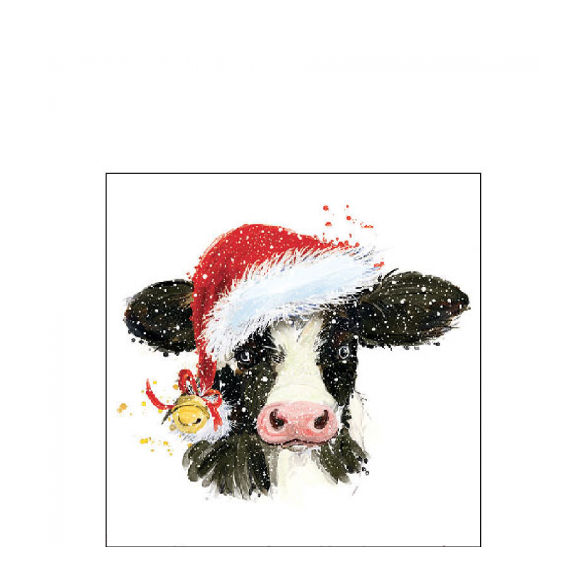 Ambiente Papierservietten Winter Kuh Santa mit Mütze, 25x25cm
