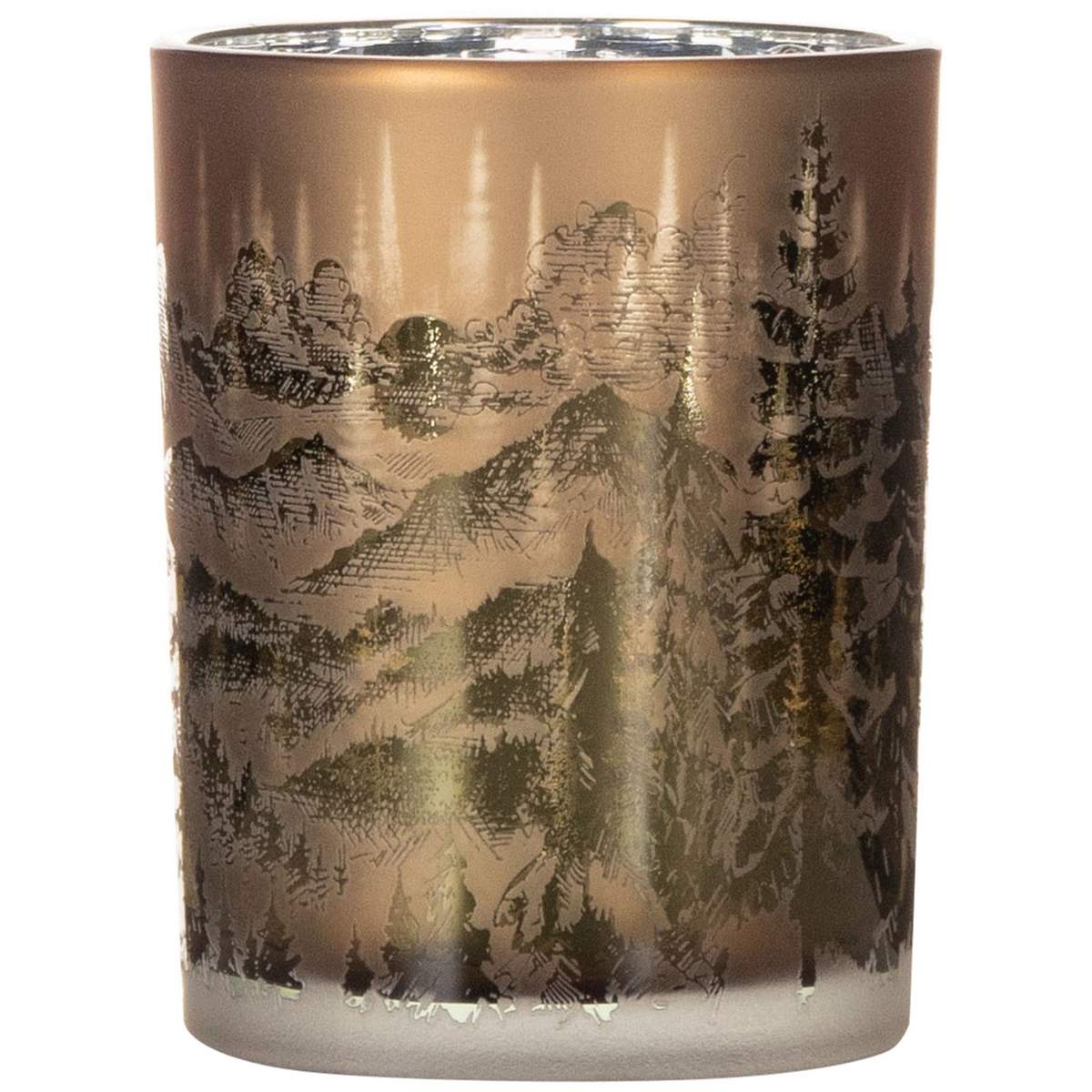 Windlichtglas Bergwelten, Berge und Wald, 18cm