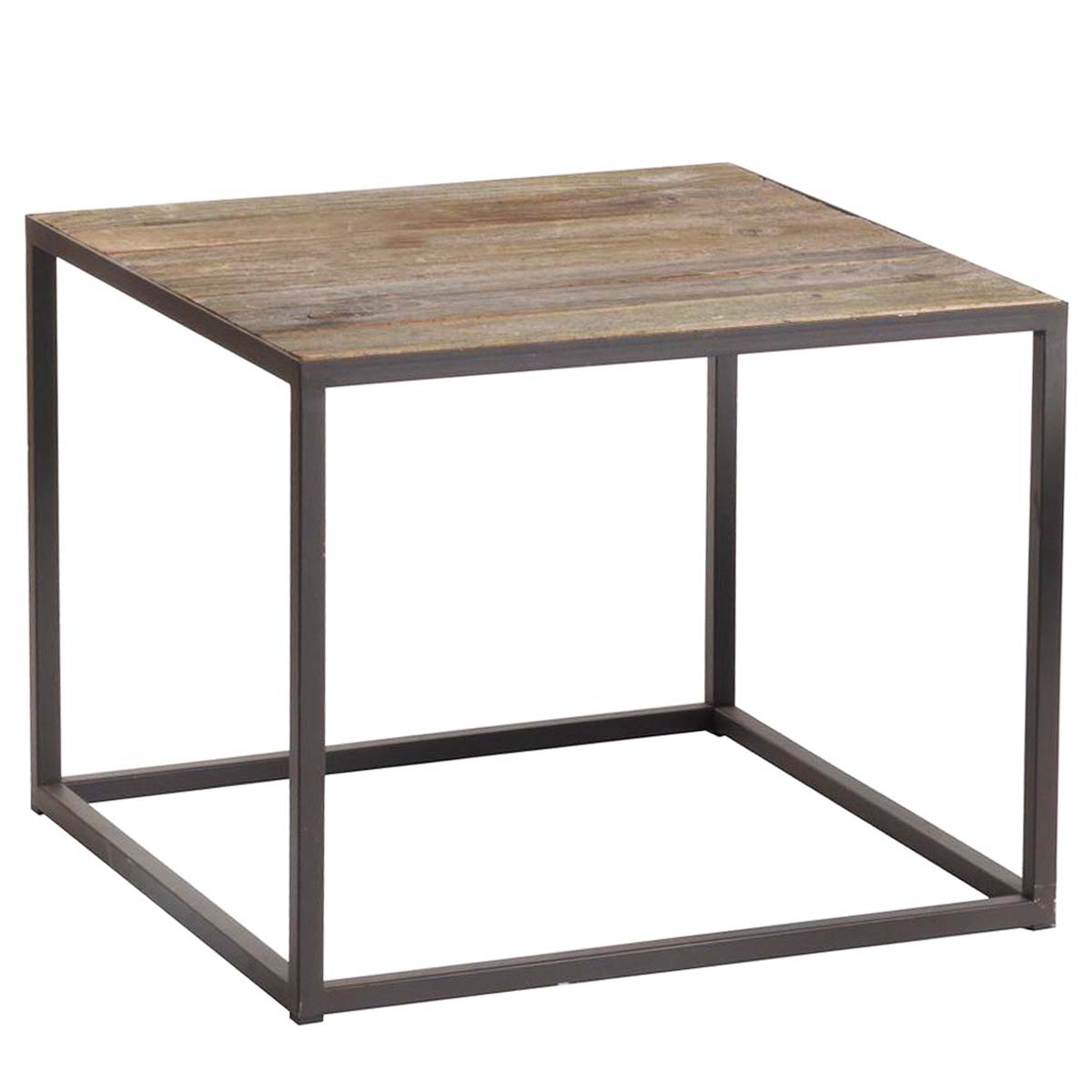 Beistelltisch Victoria, Eisengestell mit Altholzplatte, 40x40cm, WMG Grünberger 