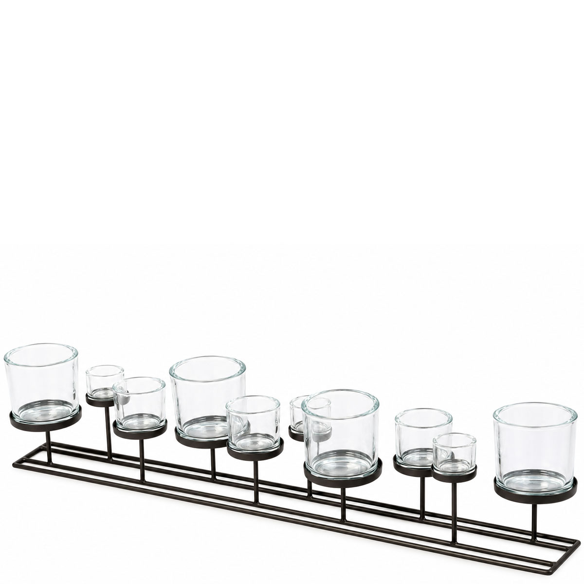 Eisen Windlicht Lincoln hoch, 10 Gläser in unterschiedlichen Größen, 100cm, WMG Grünberger