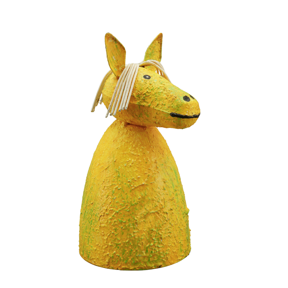 Zaunhocker Bauernhoftier Pferd used look, kleines Metallpferd gelb, 18cm