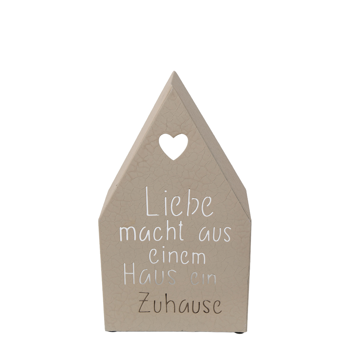 Windlicht Haus mit Herz und Spruch, Metallhaus mit Herz, 33cm