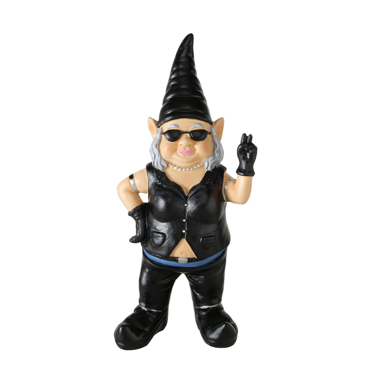 Deko Gartenzwerg Rockerbraut, Bikerin Helga, 27cm, Boltze Home Collections