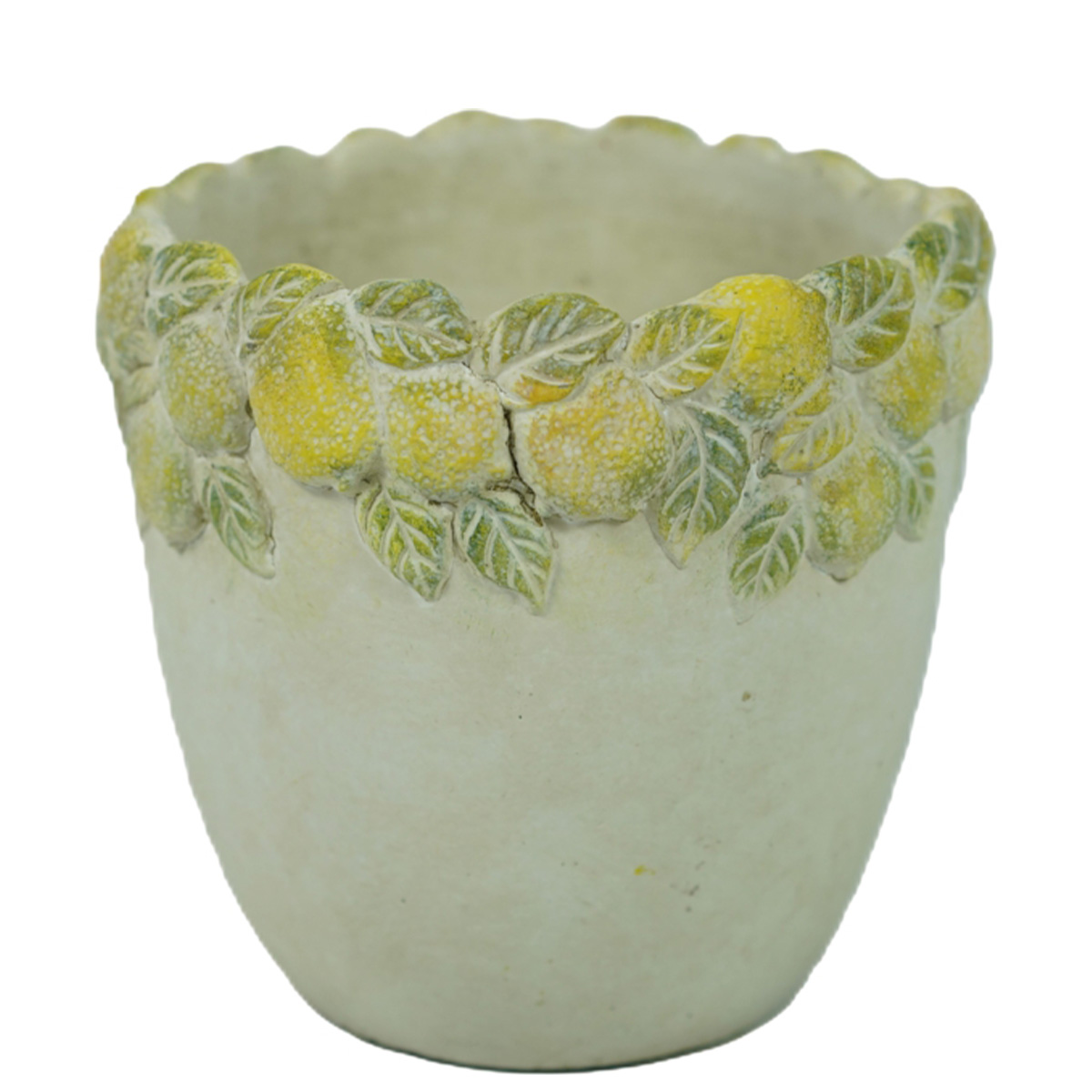 Pflanztopf Zitronen, Zement-Übertopf mit Zitronenrelief