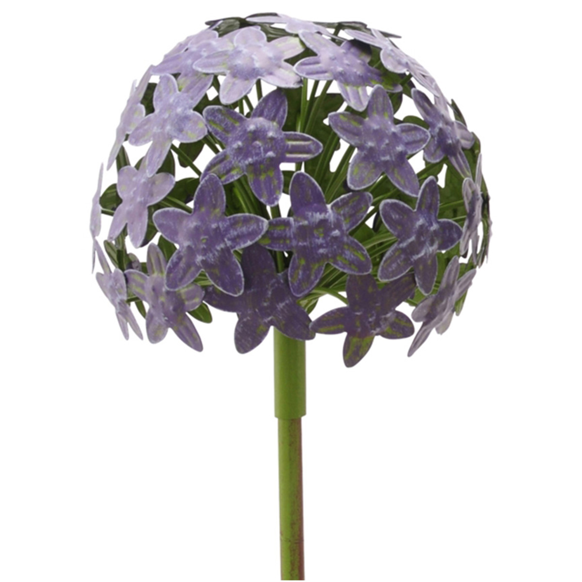 Deko Gartenstecker Allium dunkles lila, runde Lauchzwiebel aus Metall, 116cm