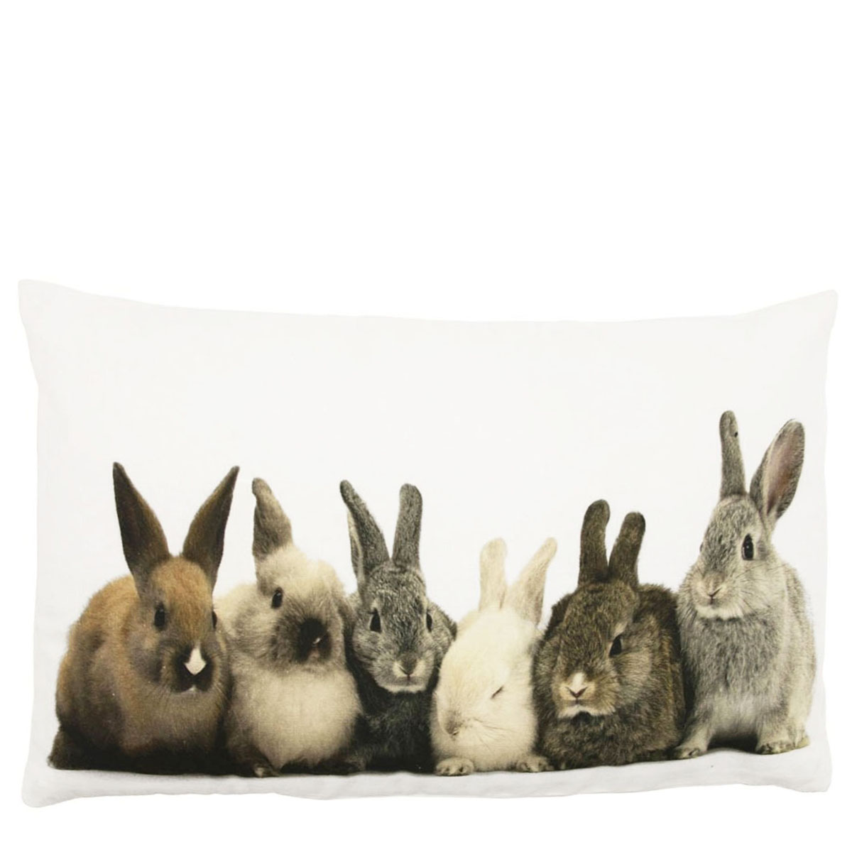 Kanevas Kissen Kaninchen, 6 Häschen grau-beige, 35x50cm, Mars & More