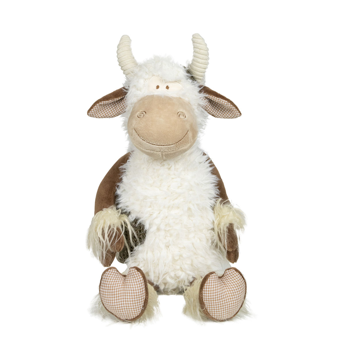 Deko Kuh, Hochlandrind aus Plüsch, creme-braun, 25cm, Mars & More