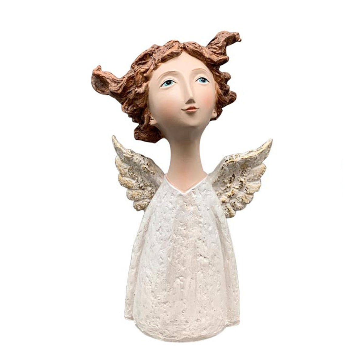 Deko Engel Criva, träumender Engel mit lustiger Frisur, Engelbüste cremeweiß
