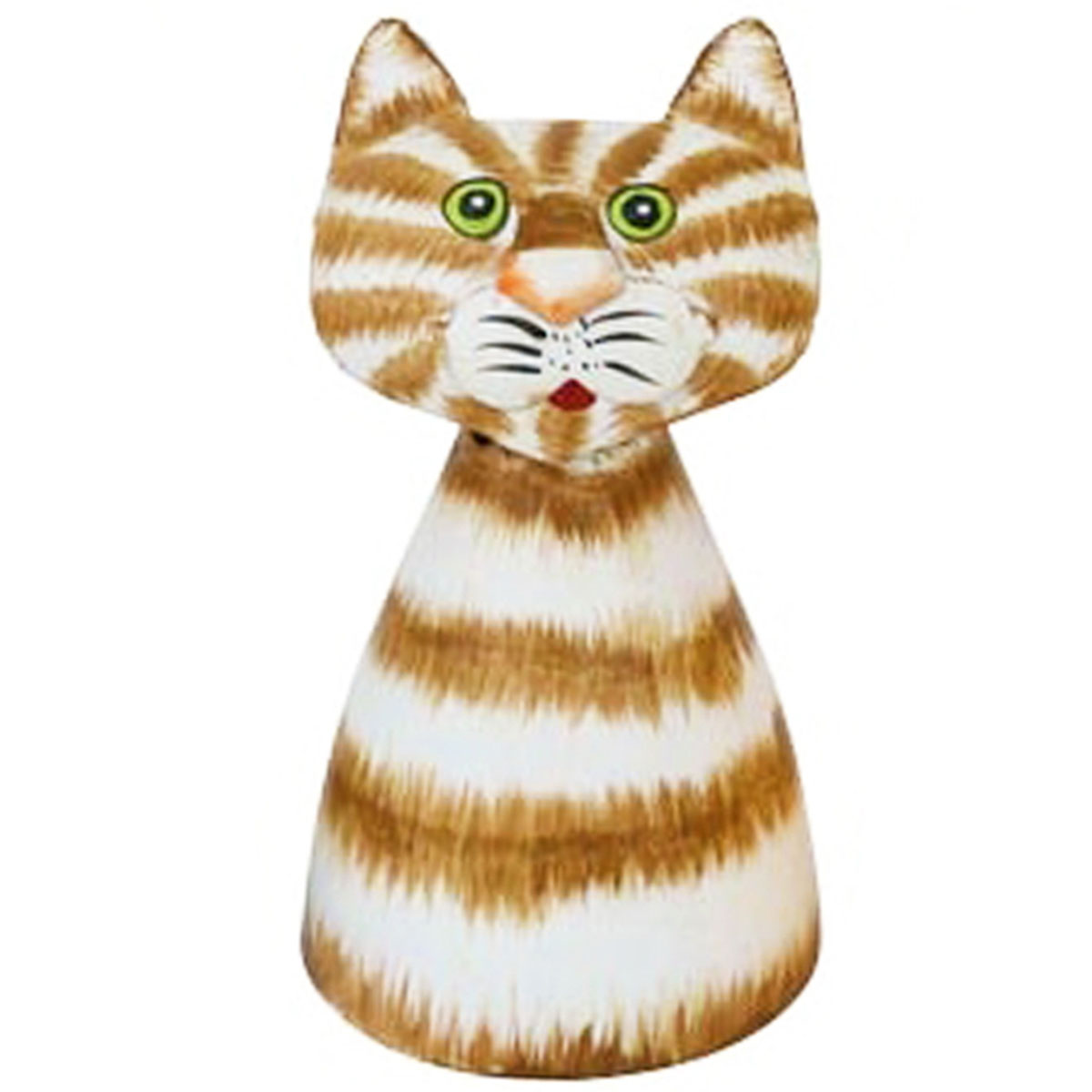 Zaunhocker Haustier Katze, Metallkatze braun-weiß, 9x14cm