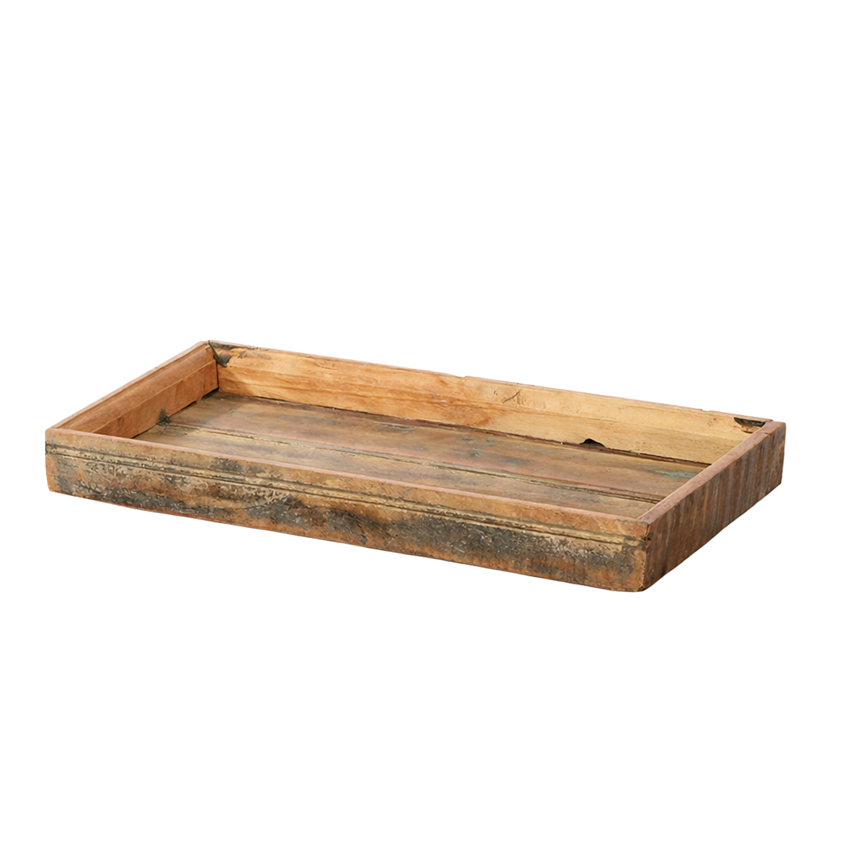Deko Tablett Altholz, große rustikale Holzschale 20x38cm, WMG Grünberger