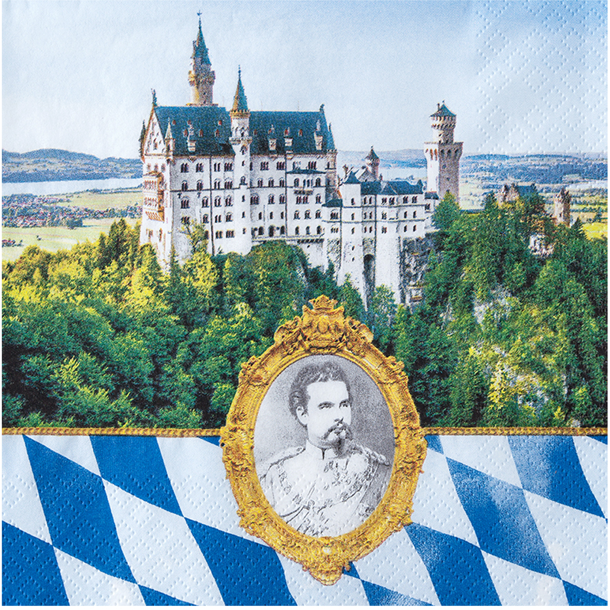 Home Fashion Servietten Märchenkönig, Schloss Neuschwanstein, König Ludwig, 33x33cm