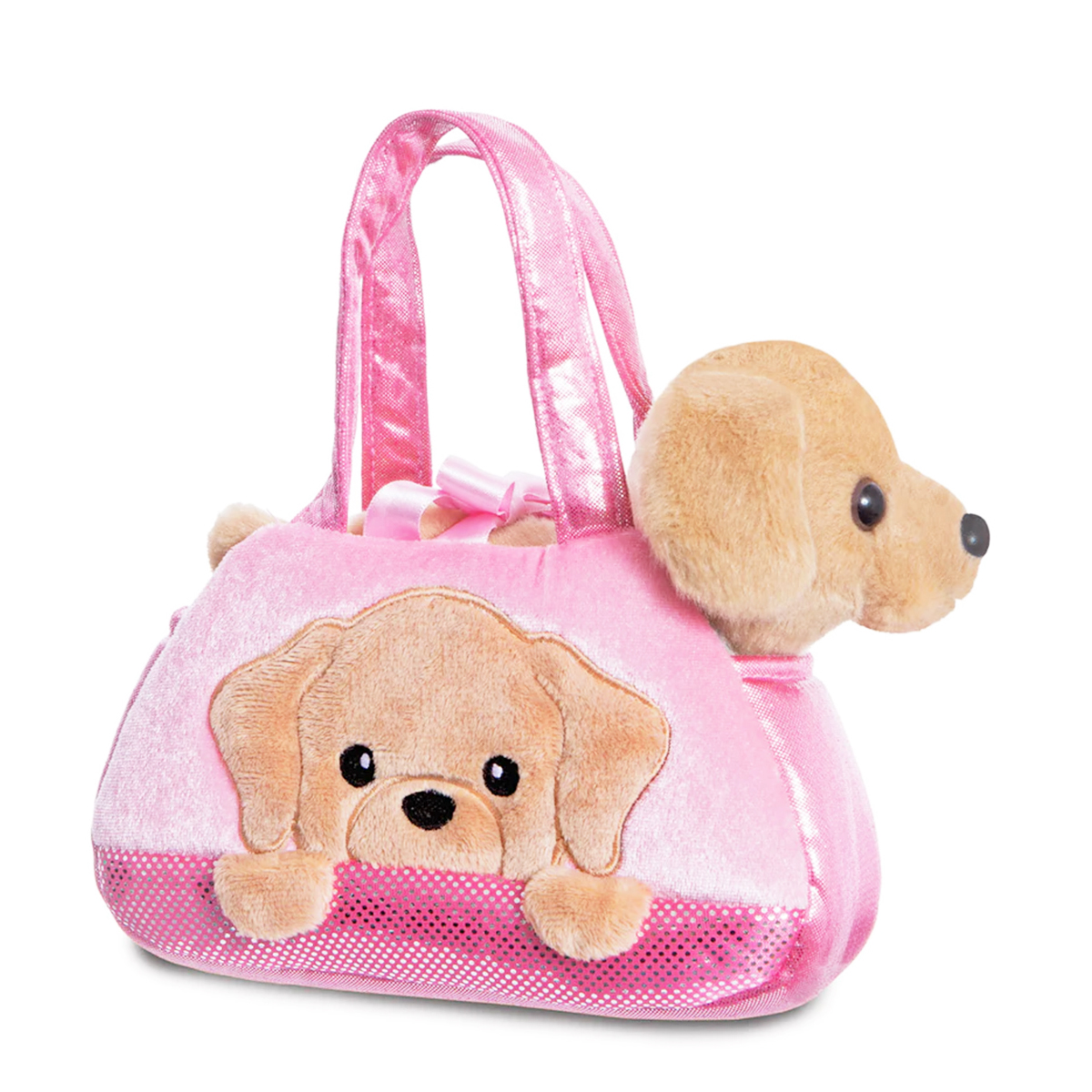 Plüsch Tasche mit Stofftier Hund, Labrador braun, Fancy Pals, Peek-a-Boo, 20cm, Aurora World
