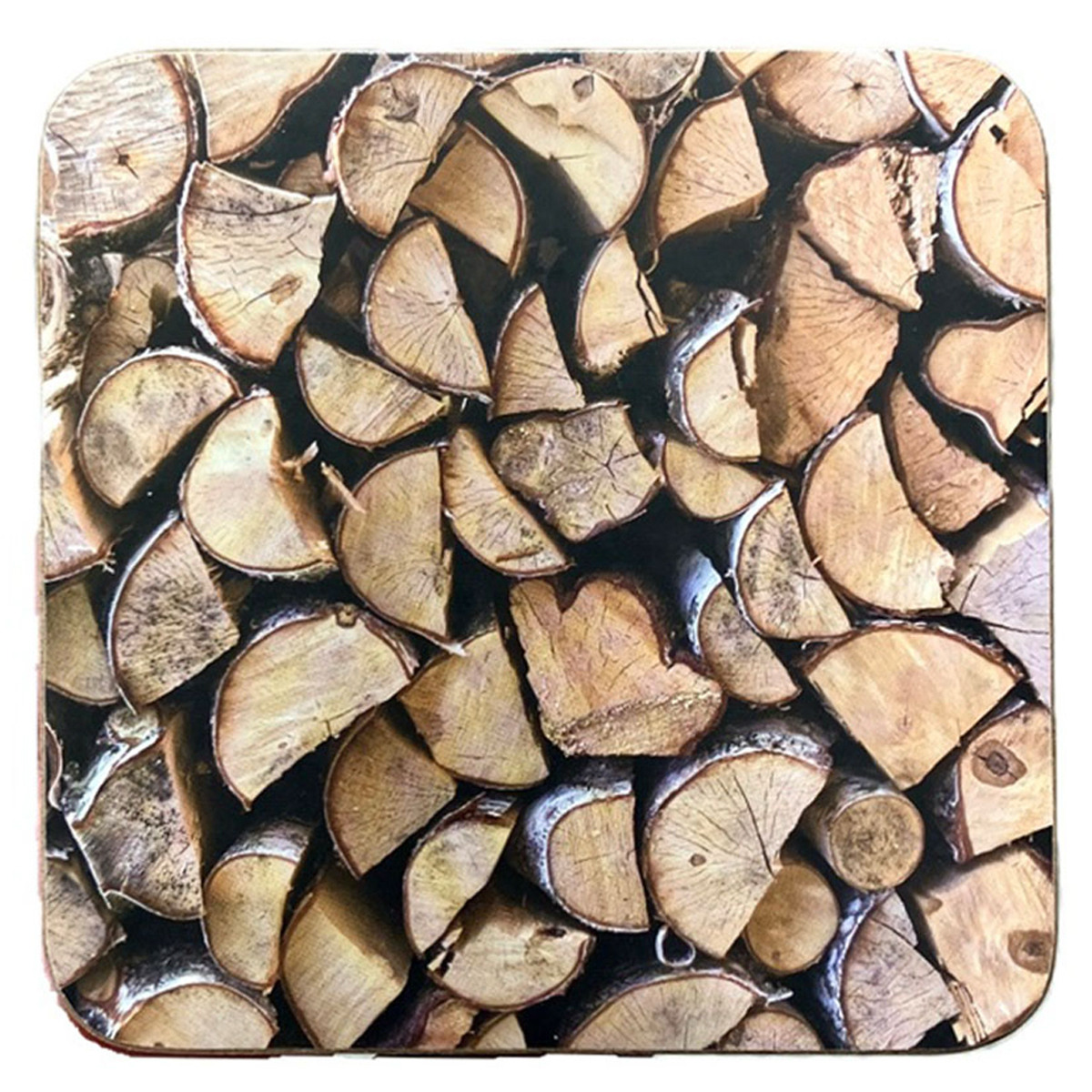 Untersetzer Holz, Kaminholz, 10x10cm, Set/6, MDF-Kork, Mars & More