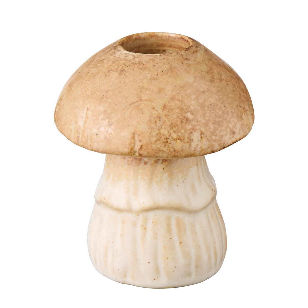 Deko Kerzenhalter Pilz, Keramikpilz beige-braun, 8,5cm, Ib Laursen