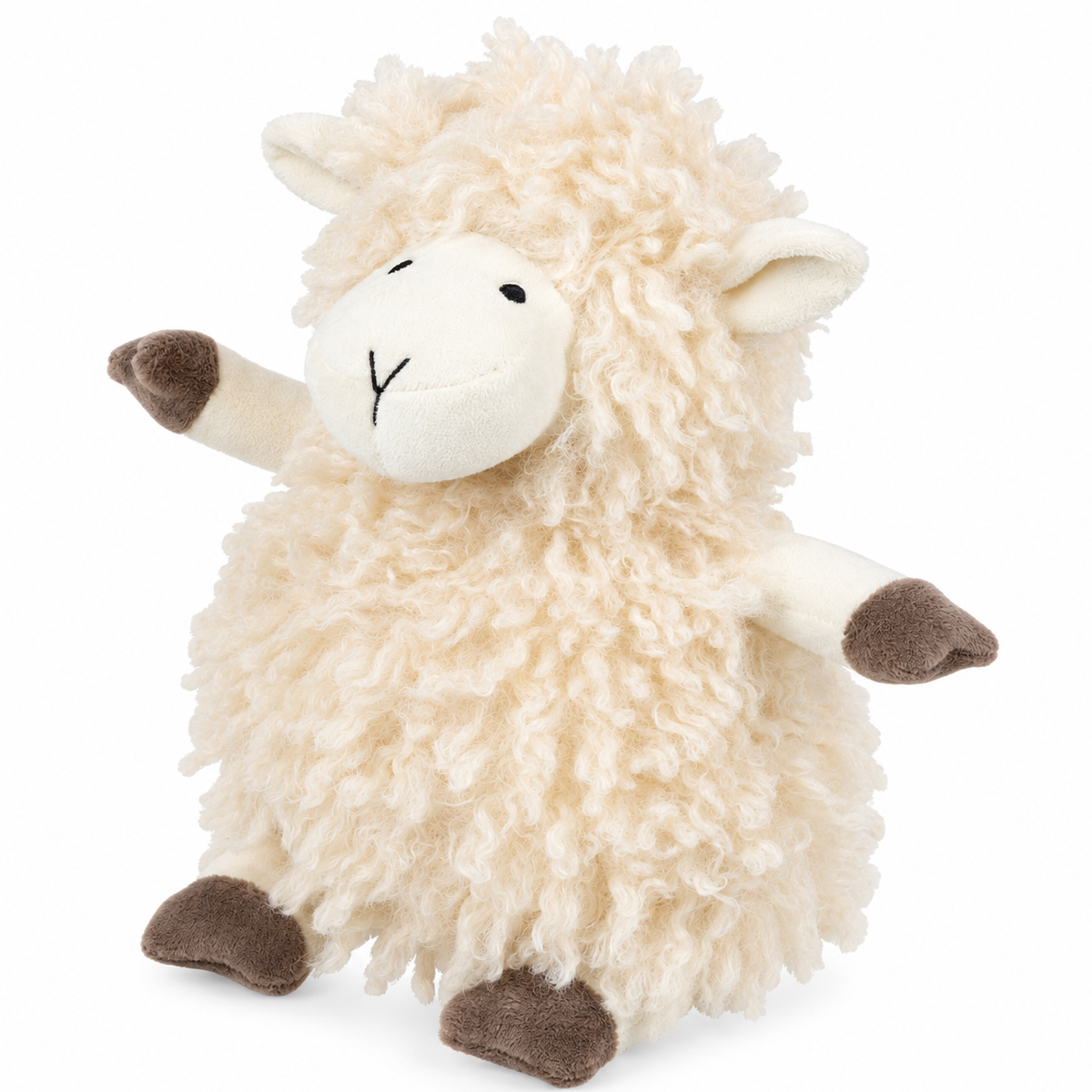 Türstopper sitzendes Schaf - flauschiger Türhalter aus Plüsch in Creme