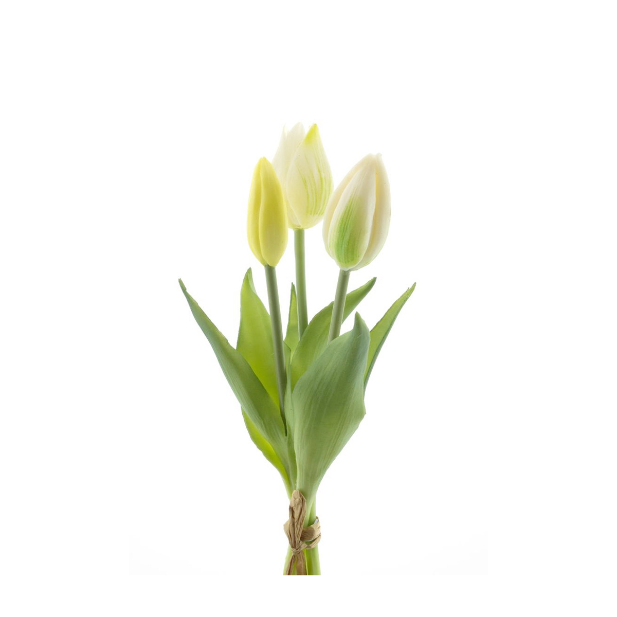 Künstliche Tulpen wie echt, Tulpenstrauß Sally creme, 3St. gebündelt, 25cm