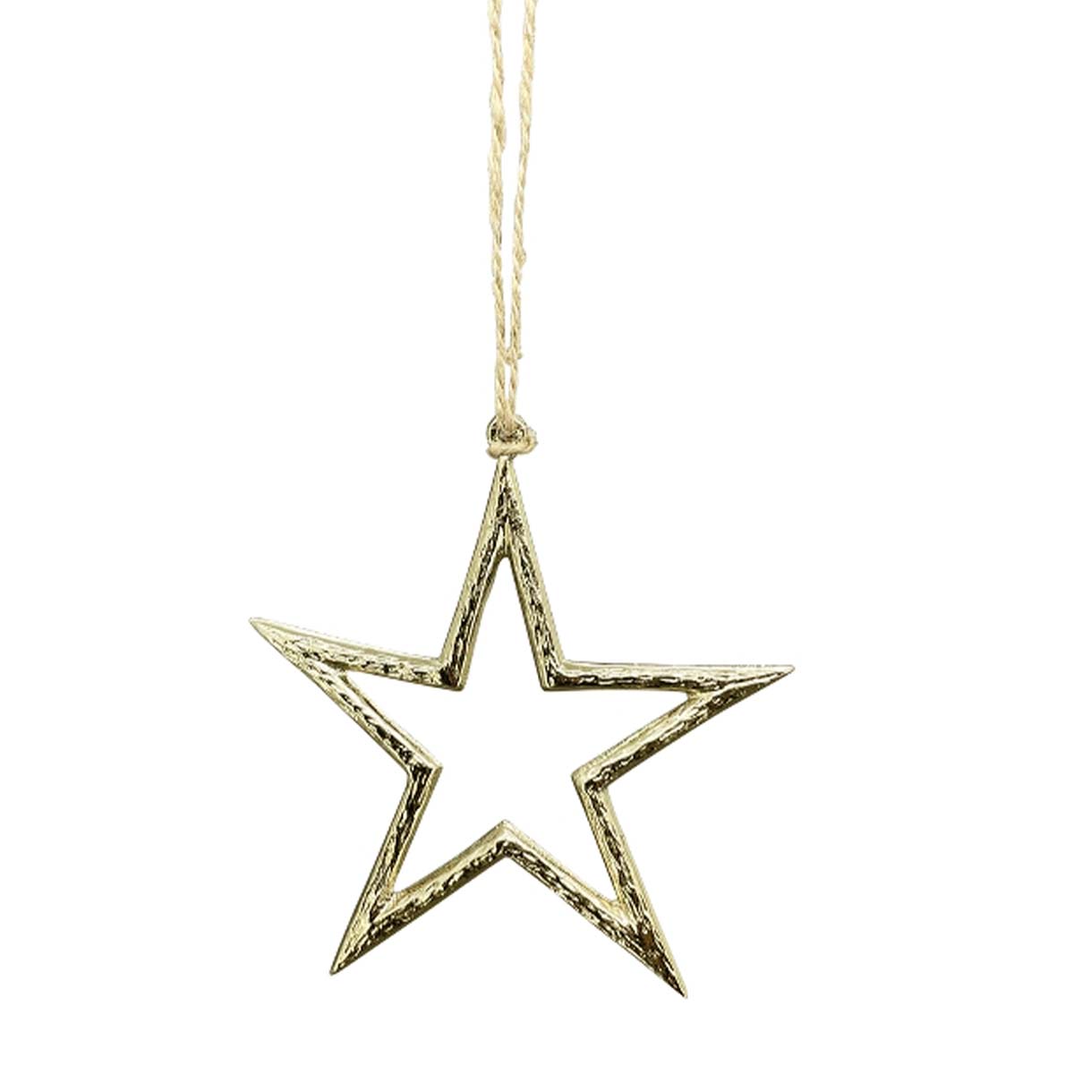 Deko Stern Aurum gold, Weihnachtsstern gold beschlagen, Ø12cm, Alu, Hänger