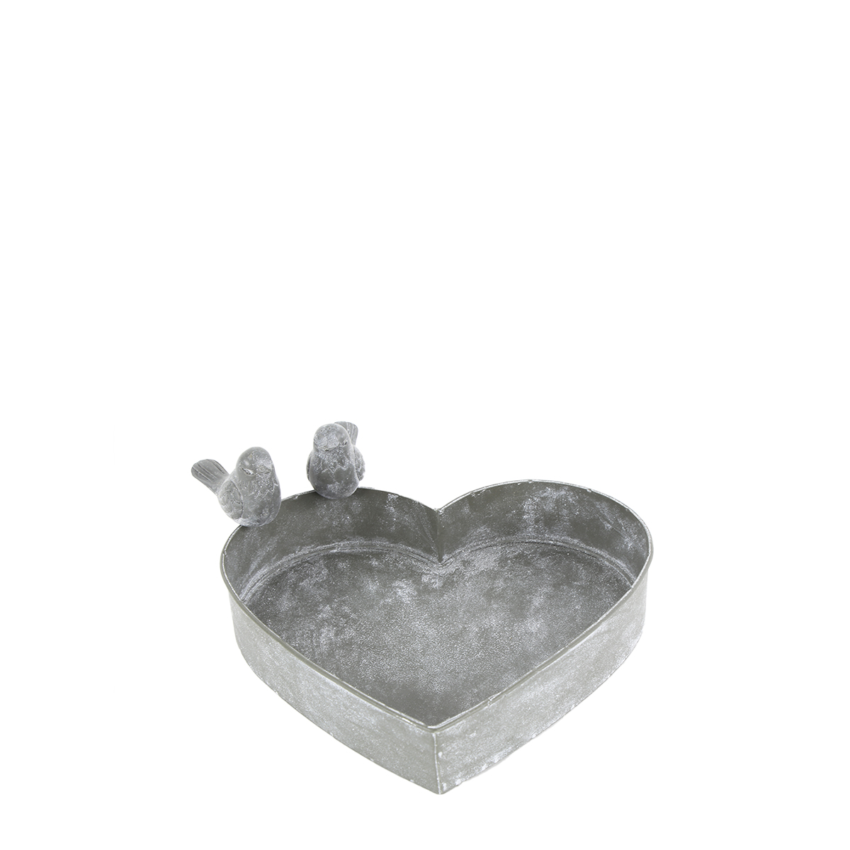 Schale Herz mit Vögel 18x16cm Zink