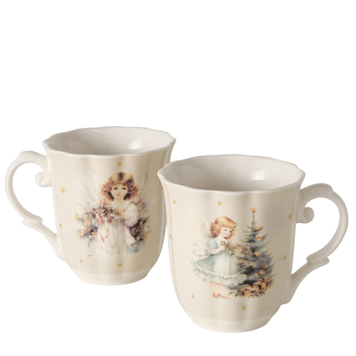 Henkelbecher Engel Klara Nostalgie, cremeweiß-gold, 350ml, Boltze Home Collection