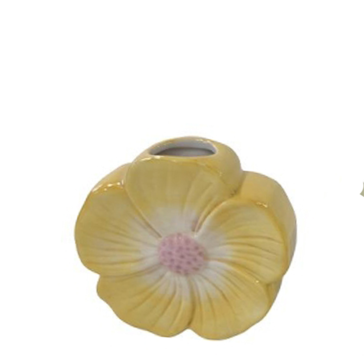 Deko Vase Blüte gelb, Blumenvase aus Keramik, 11cm