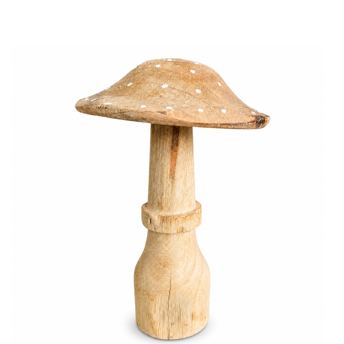 Deko Holzpilz, Fliegenpilz natur, breite Kappe, 20x12cm
