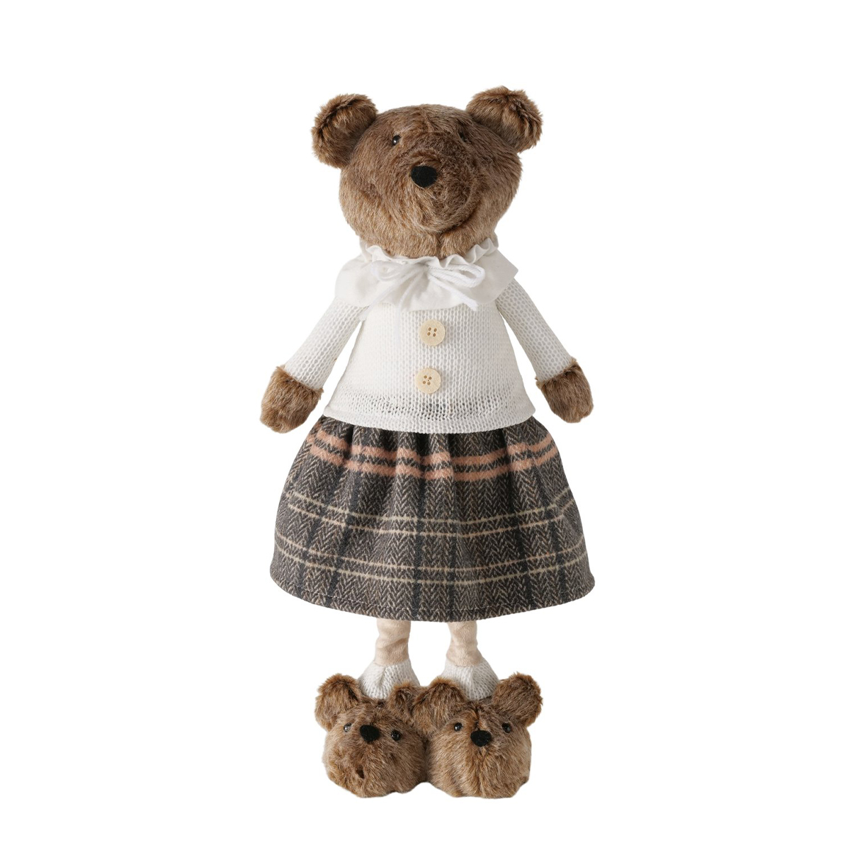 Deko Teddy mit Rock und Hundeschuhe, Teddymädchen mit Teleskopbeine, 34cm bis 54cm, Boltze Home Coll