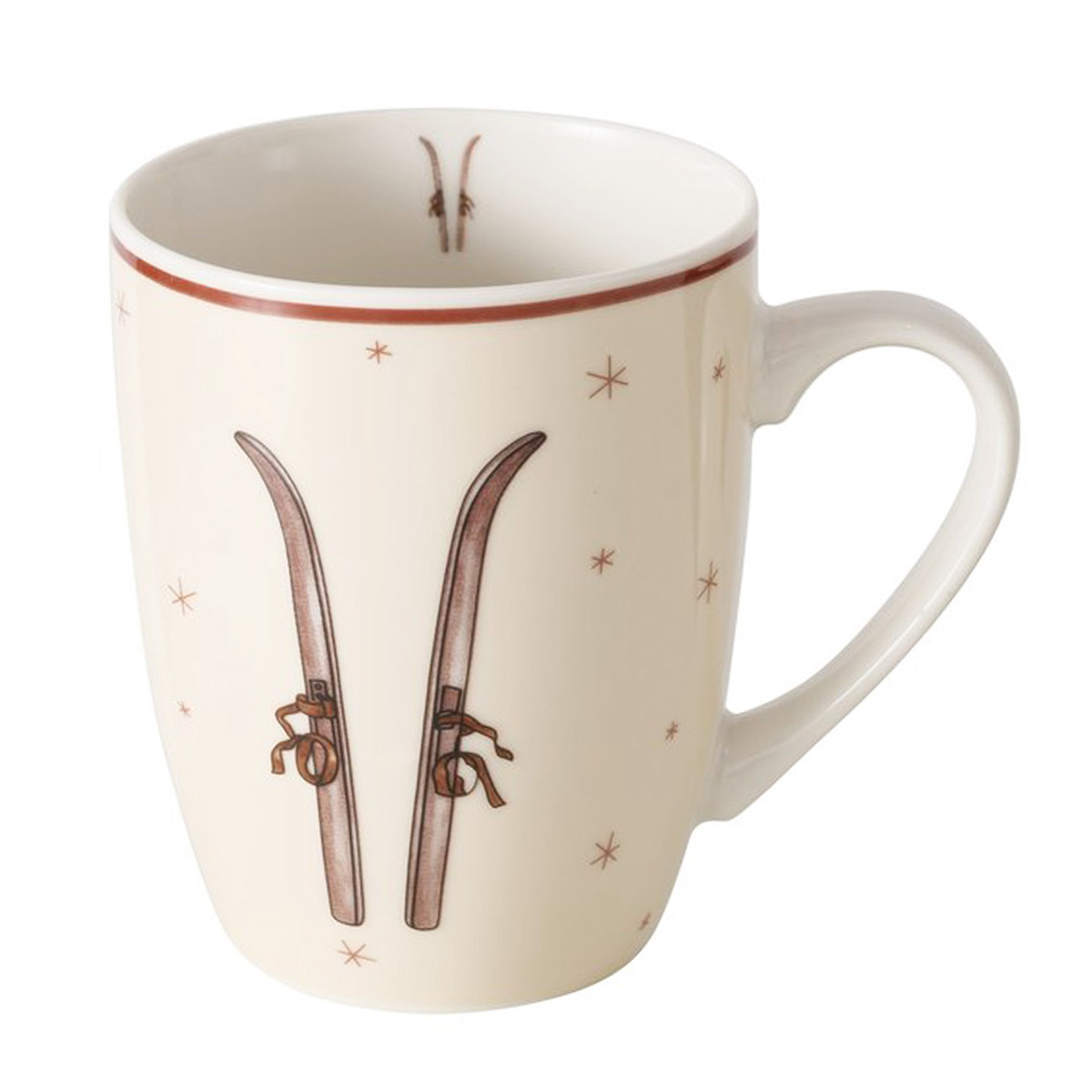 Becher Mountains Ski, Keramikbecher Winter, mit Henkel, 350ml, Boltze Home Collections