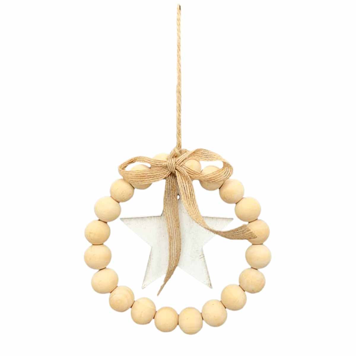 258975_01J9C995KNVA7P6BHT4FH7GBSYfFCKrWAQrJXsL Deko Weihnachtshänger Holzperlen, Perlenkranz mit Stern, Ø10cm