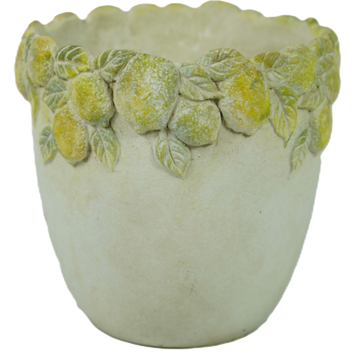 Pflanztopf Zitronen, Zement-Übertopf mit Zitronenrelief
