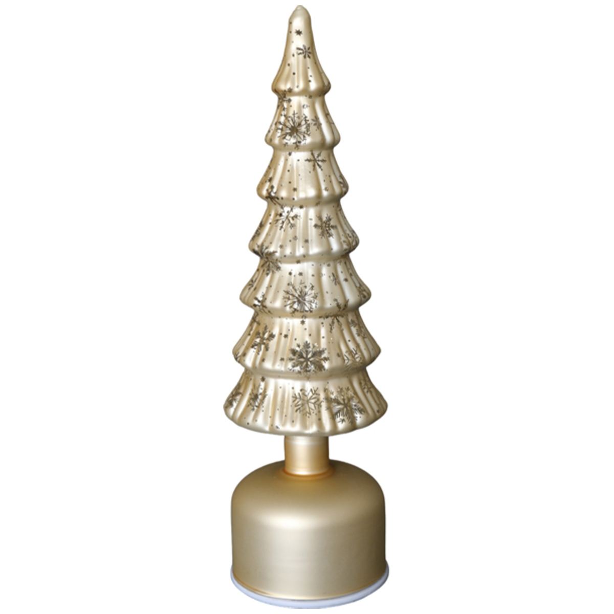LED Glasbaum Gold - Weihnachtsbaum mit Schneeflocken, Timer 