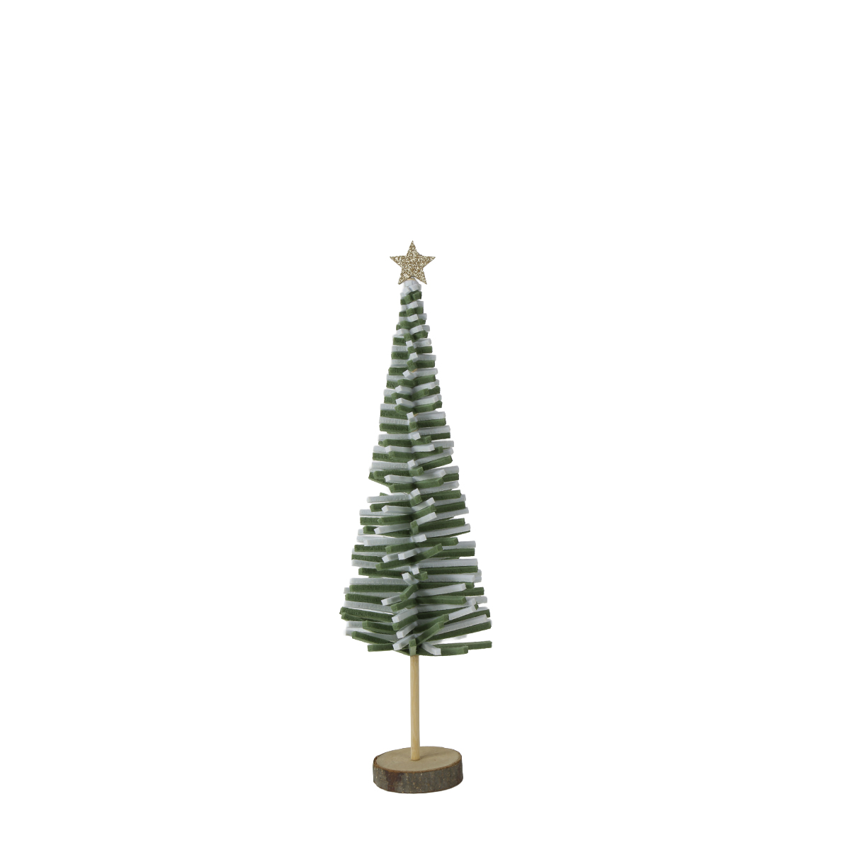 Deko Tannenbaum mit Goldstern, Filzbaum 2-farbig auf Holzfuß, 46cm