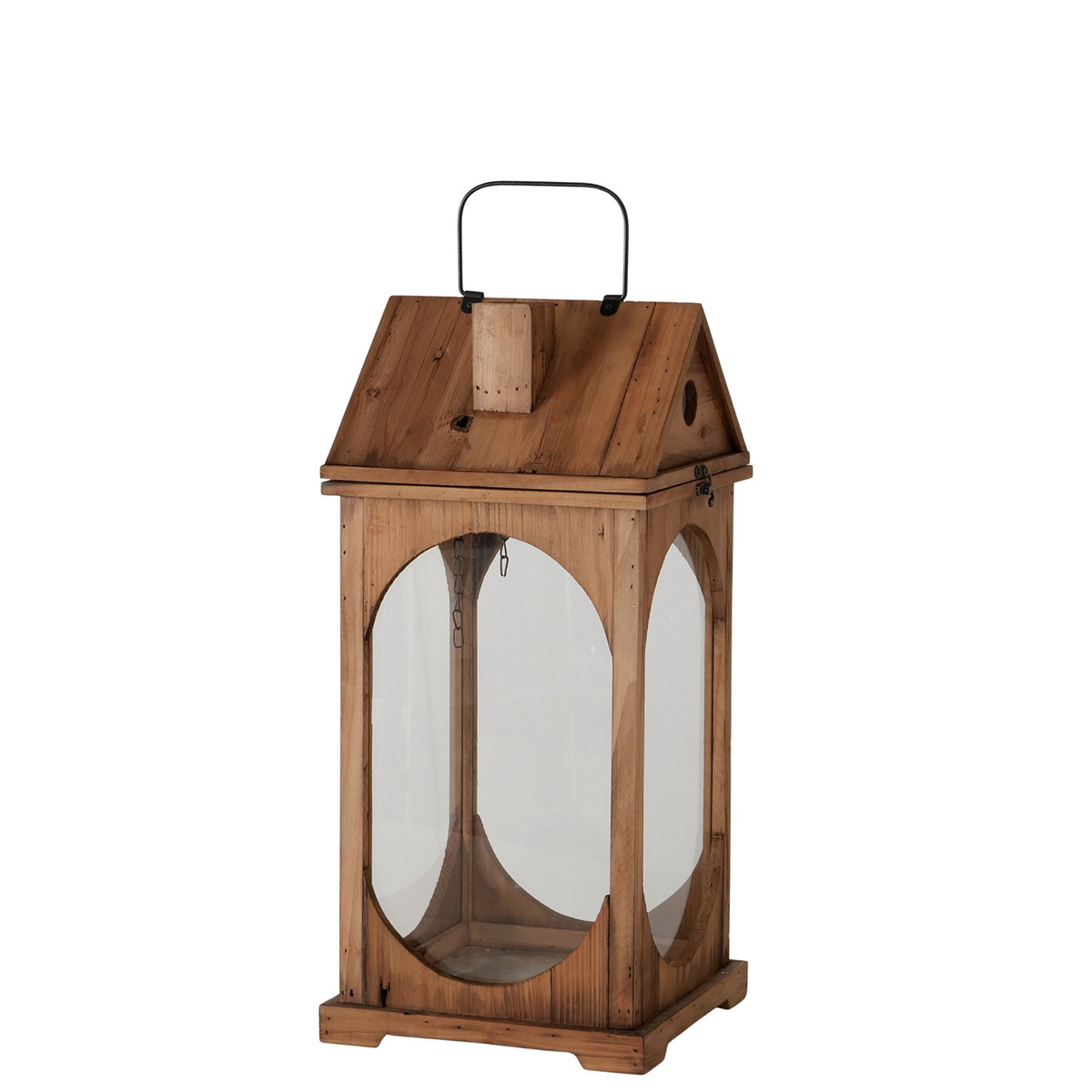 Holzlaterne Haus Piero braun im Landhausstil, rustikales Windlicht, 44cm, Boltze Home Collections