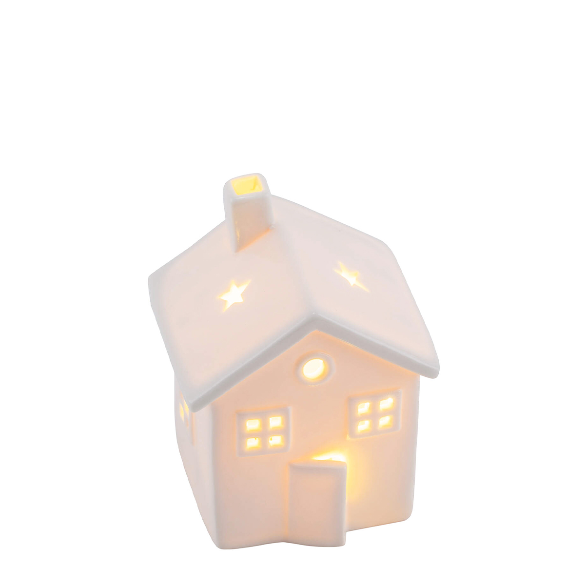 LED Haus Winter, Keramikhaus beleuchtet, weiß, 9x11cm