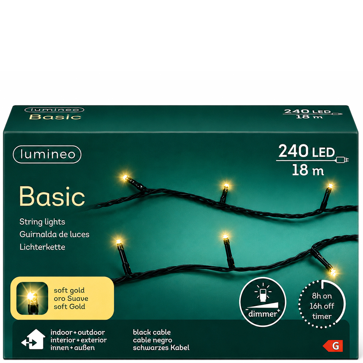 LED Lichterkette, warmes Weiß, 240 LED, 18 Meter, Outdoor, Lumineo