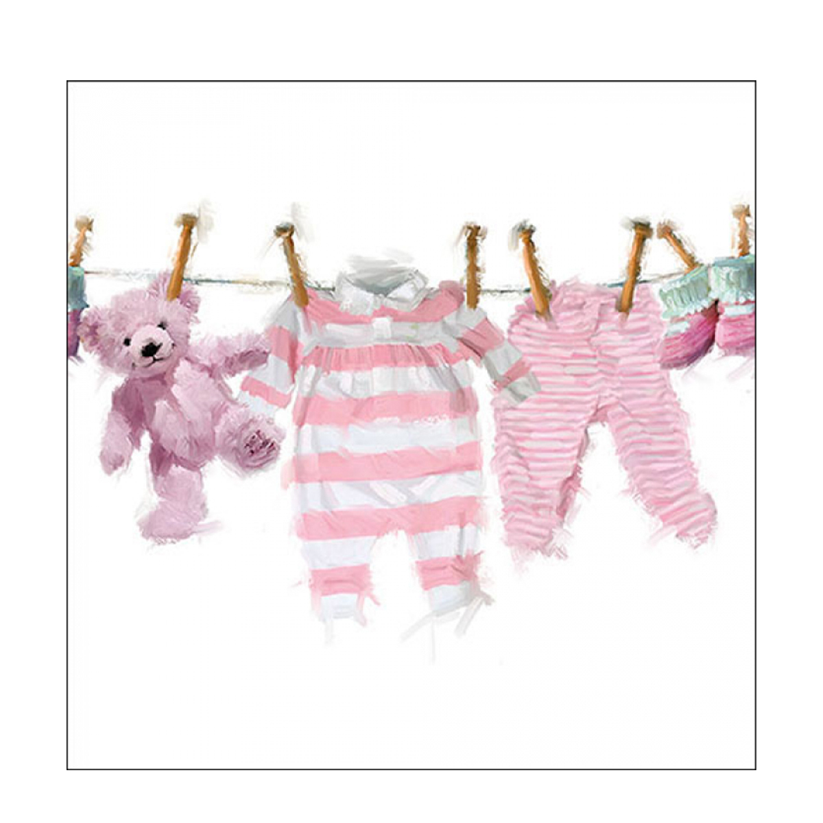Ambiente Papierservietten Geburt, Babykleidung rosa, Baby Girl Clothes, 33x33cm