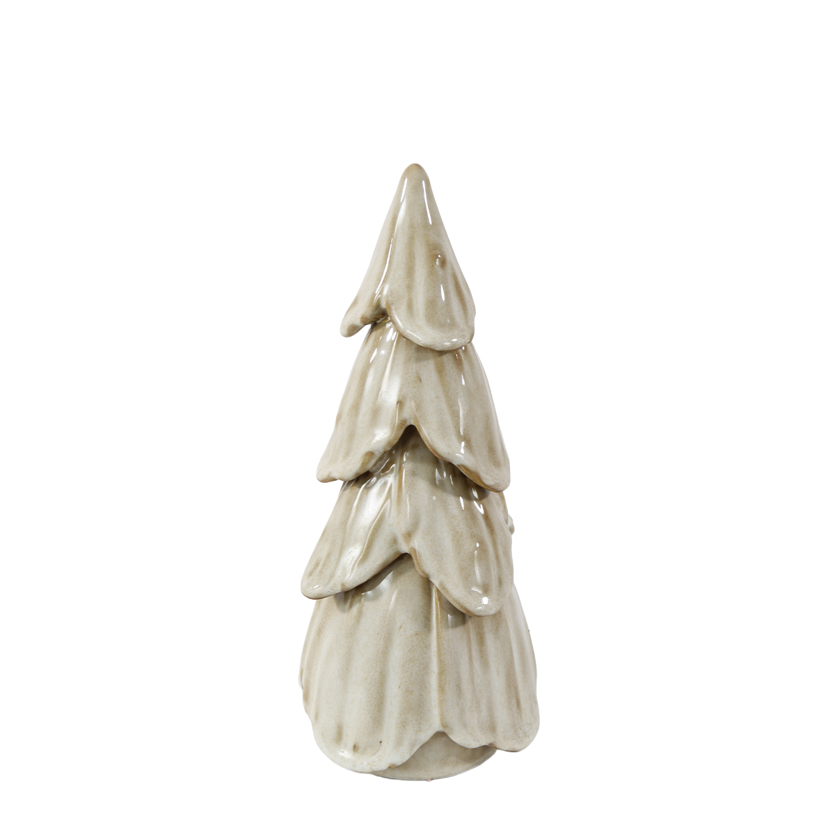 Deko Tannenbaum, schlichter Keramikbaum creme-braun, 25cm