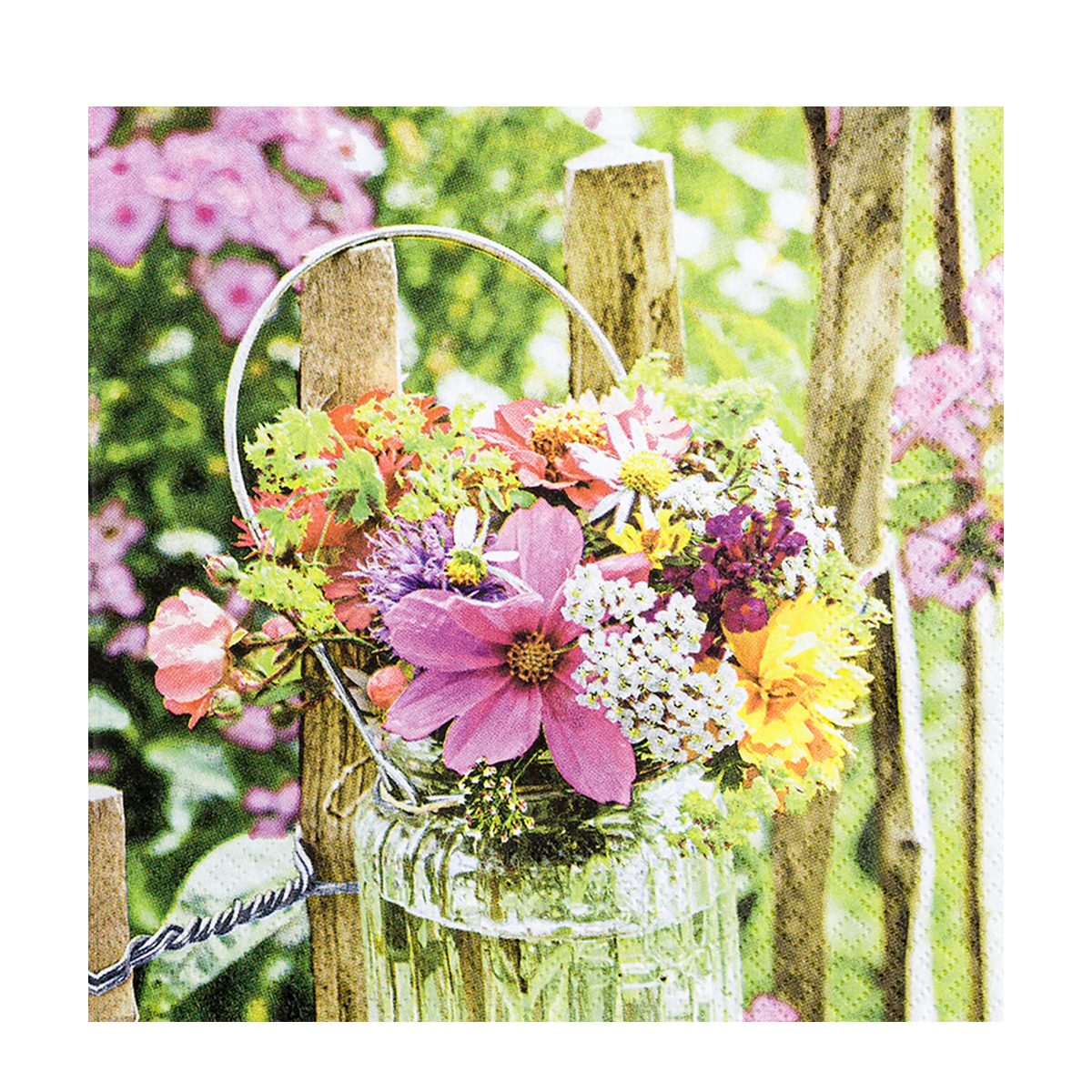 Home Fashion Papierservietten bunte Blumen im Glas, 33x33cm