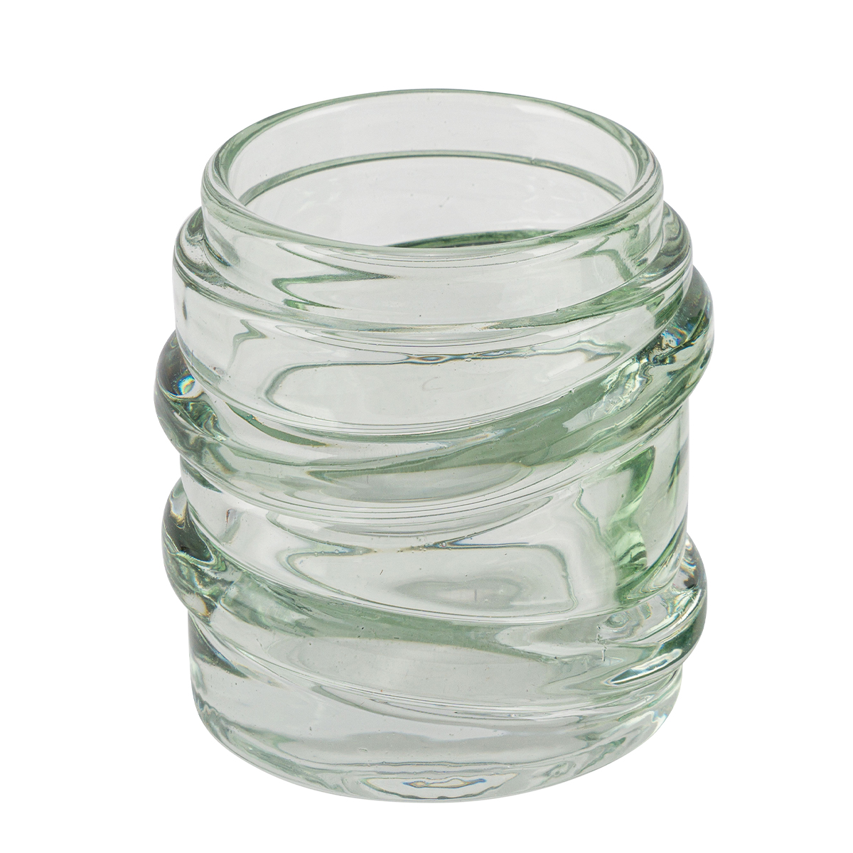 12501636-1_01JJF2YV0T3VAMN1716CVMV3WS9uvXA6Dx0K7eK Deko Teelichtglas Wellenform, Windlicht aus Glas hellgrün, 9x9cm