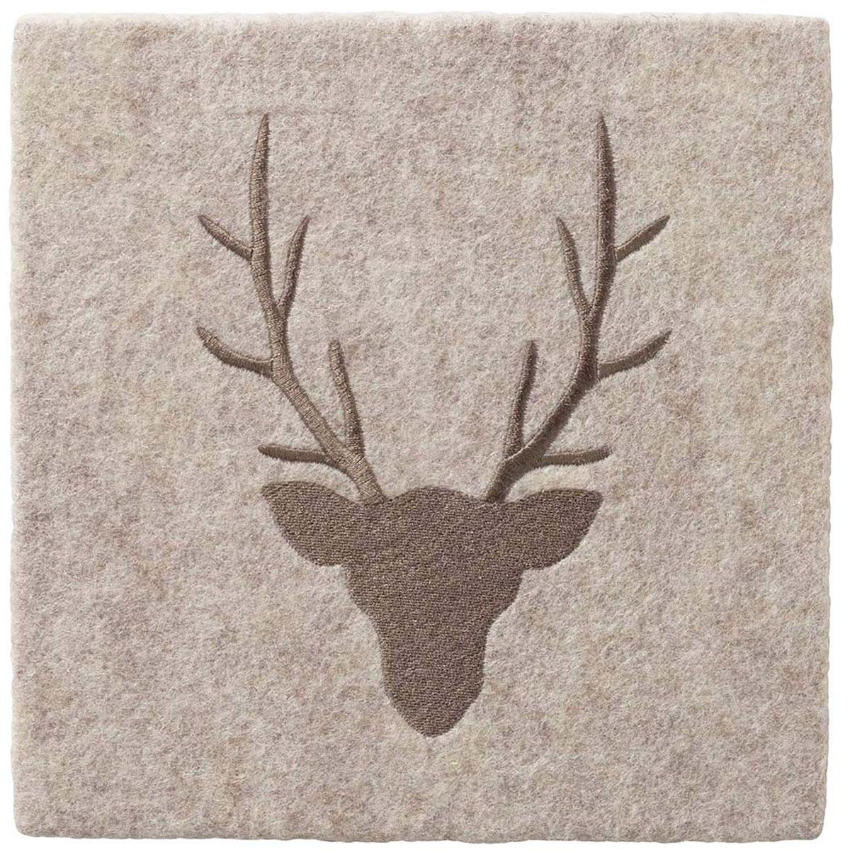 Deko Filzbild Hirsch Vilbert, Hirschkopf bestickt, braun-beige, 24x24cm, Boltze Home Collections