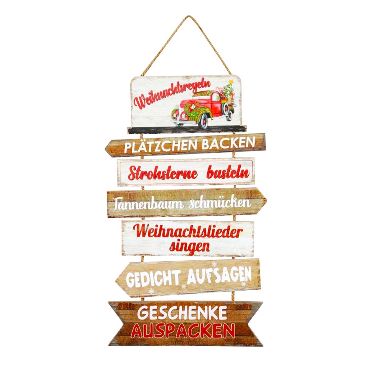 532834000998-3E85LO9qnV7mwV Deko Holzschild Weihnachtsregeln, Hängeschild mit Weihnachtsregeln, 60x35cm