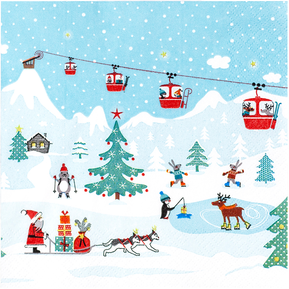 Home Fashion Servietten Winter, Ski Resort, 33x33cm