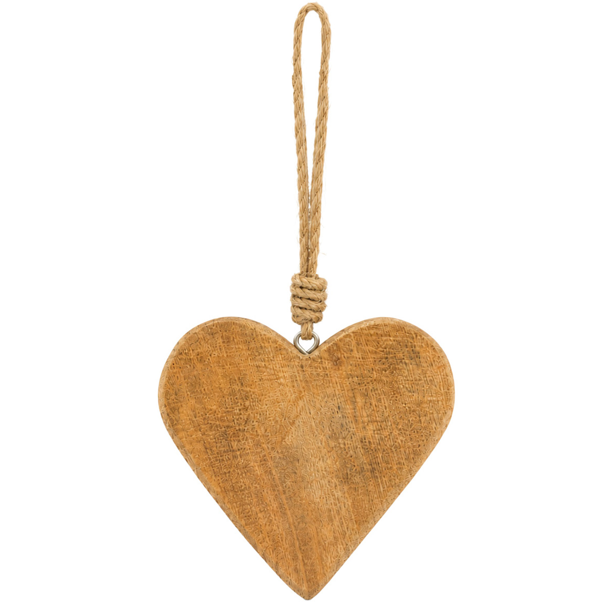 Deko Herz Natur - kleines flaches Holzherz aus Mangoholz zum Hängen, 8cm