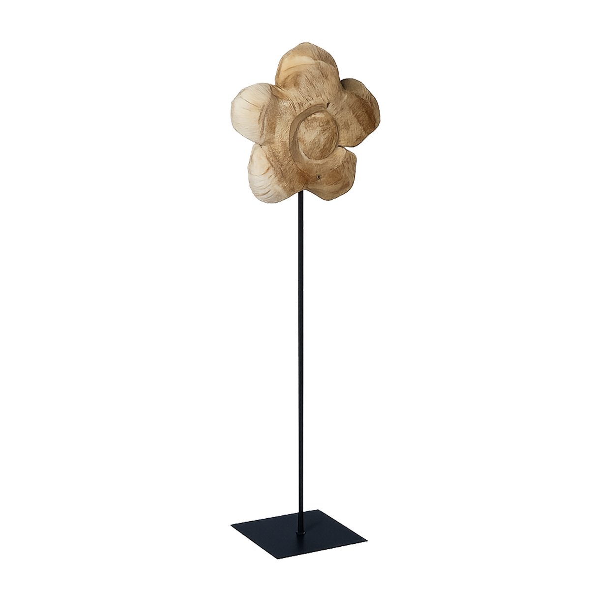 Deko Blume Naturholz sägerau, Holzblume auf Ständer, 125cm, WMG Grünberger