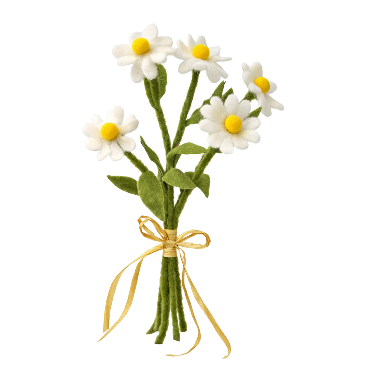 Deko Blumenstrauß Margeriten, Filzblumen-Strauß weiß-gelb, 33cm