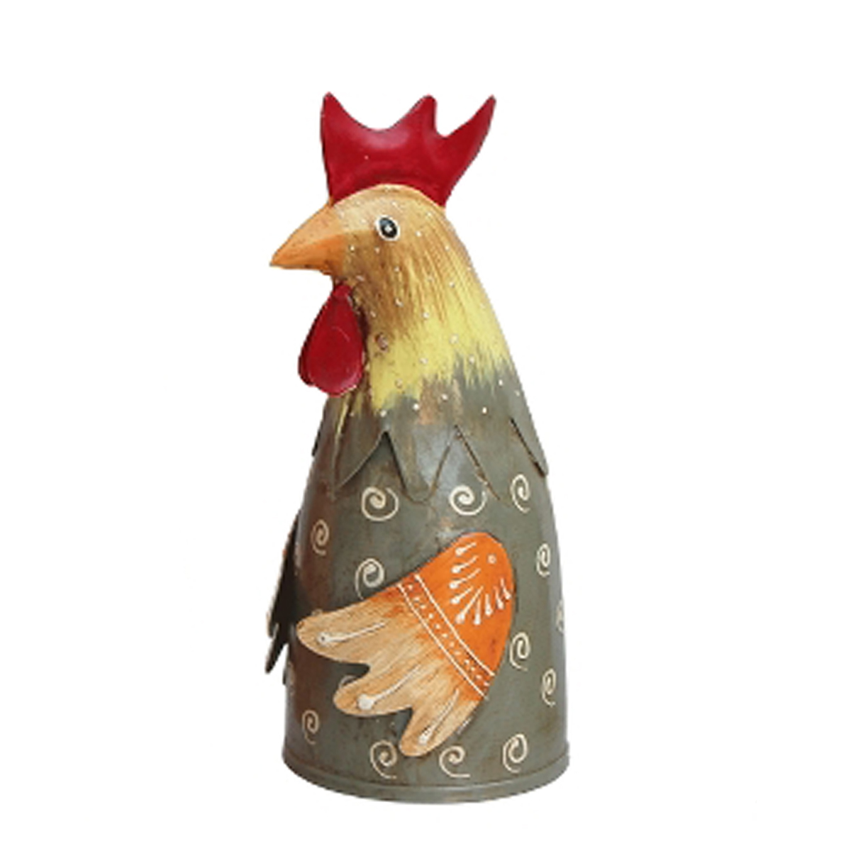 Zaunhocker Hahn, Metallhahn olive, 20cm