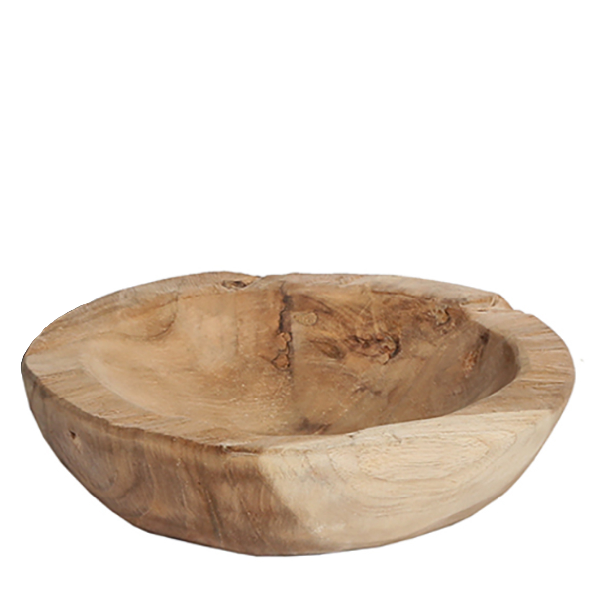 Holzschale Teak unfinish, rustikale Naturholzschale, Ø18cm, WMG Grünberger